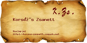 Korsós Zsanett névjegykártya