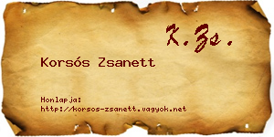 Korsós Zsanett névjegykártya